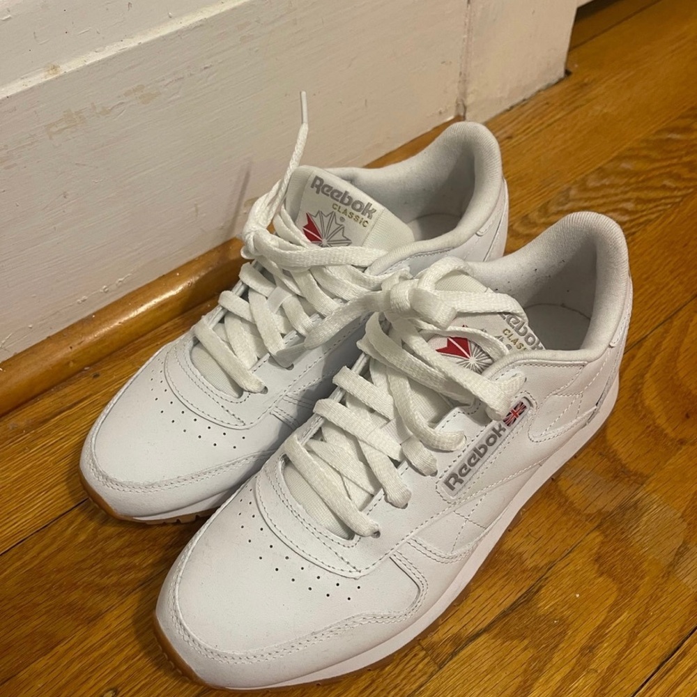 Women’s Reebok Classic Leather Sneakers in White/Gum